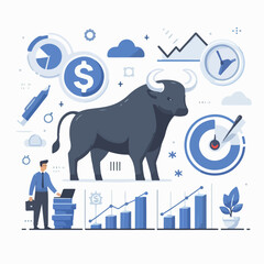 stock market bull symbol vector illustration