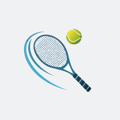Modern Tennis Logo with Racket and Ball