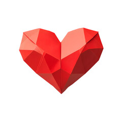 Red Geometric Heart: Low Poly Design for Valentine's Day on white background