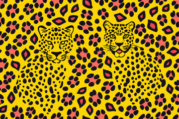 Seamless Leopard Print Pattern Vector Illustration with Dog Illustration Elements Ideal for Fashion Textiles and Creative Design Projects Featuring Animalistic