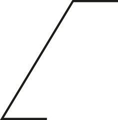 A thick outlined vertical rectangle with a very steep sloping side and no side opening.