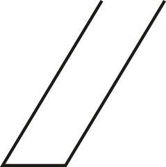 A thick outlined vertical rectangle with very steep sloping sides and no side opening.