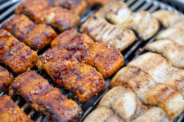 Korean bbq food. Grilled eel