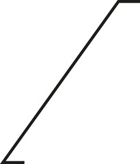 A thick outlined very long vertical rectangle with a very steep sloping side and no side opening.