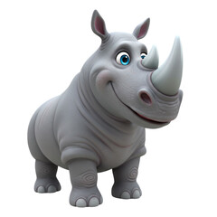 Fototapeta premium Cartoon 3d Rhinoceros isolated on transparent background , Rhinoceros PNG 