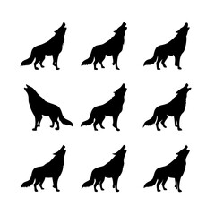 black silhouettes of wolfs