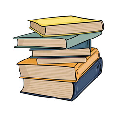 Stack of colorful books. Vector illustration for education a hand drawn for educational materials, libraries, online courses. For the banners, knowledge day, September 1 and theme back to school.