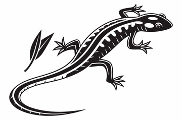 green salamander sihouette black vector