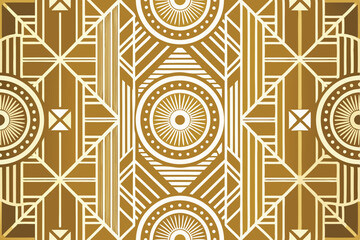 Elegant Seamless Art Deco Pattern with Geometric Shapes in Gold and White for Luxurious Backgrounds and Designs Ideal for Upscale