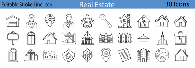 Real Estate Line Icons Building House Home Sale City Office.real estate, line icons, building, house, home, sale, city, office, architecture, property, apartment, 