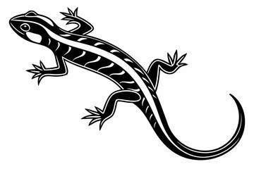 Naklejka premium green salamander sihouette black vector