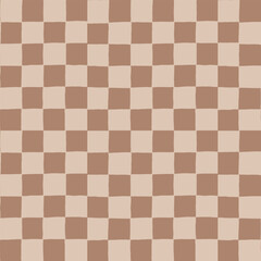 seamless repeating pattern with small ditsy hand drawn checkerboard in soft latte tan mocha mousse brown. Warm neutral checker for cosmetics, fabric, classy packaging projects, wallpaper, stationery