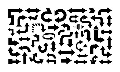 Arrow Silhouette Vector Set, Directional and Navigation Icon Collection, Various Arrow Shapes and Styles