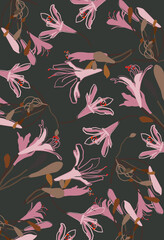 Flower, Flora endless editable vector motifs