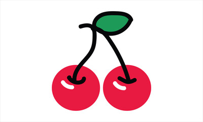 Cherry logo. Isolated cherry on white background