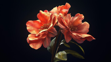 orange flower on black background