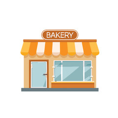 Cute cartoon bakery shop building exterior illustration