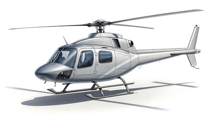 Silver helicopter isolated on white background