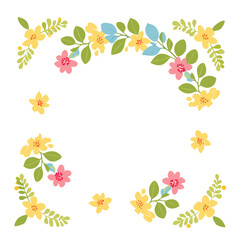 Delicate pastel floral frame spring blossom design