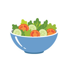 Fresh green salad with tomatoes and cucumbers in bowl