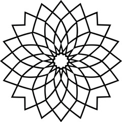 Obraz premium Abstract Geometric Black and White Mandala Pattern on White Background