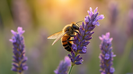 bee swarm pollination. lavender flower pollination. benefits of bees in gardens. beautiful nature scenes.