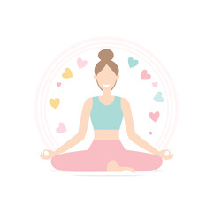 Woman meditating yoga pose peaceful mindful heart love