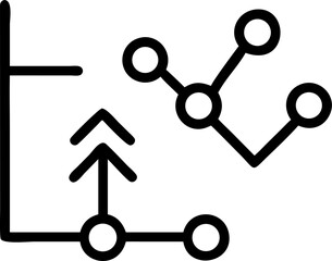regression analysis  vector outline icon on white or transparent background