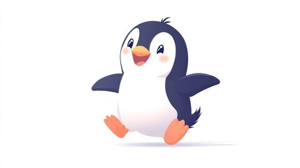 Naklejka premium A cheerful cartoon penguin in a playful pose
