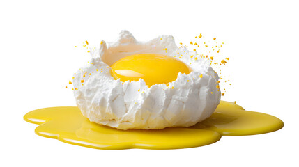 Gourmet Egg Yolk in Whipped Egg White Nest on Black Background a Delicious Food Photography