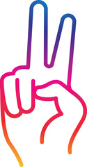 Hand gesture V sign for victory or peace line art vector icon for apps and websites