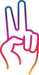 Hand gesture V sign for victory or peace line art vector icon for apps and websites