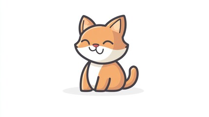 Cute cartoon cat sitting, smiling