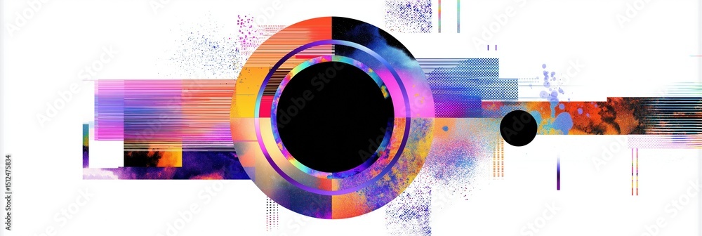 Aufkleber abstract colorful geometric design with circles and rectangles on white background