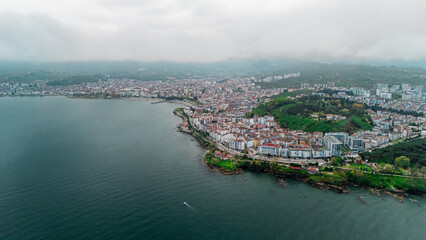 Drone beach photography in Ordu Unye on the Black Sea coast of Turkey