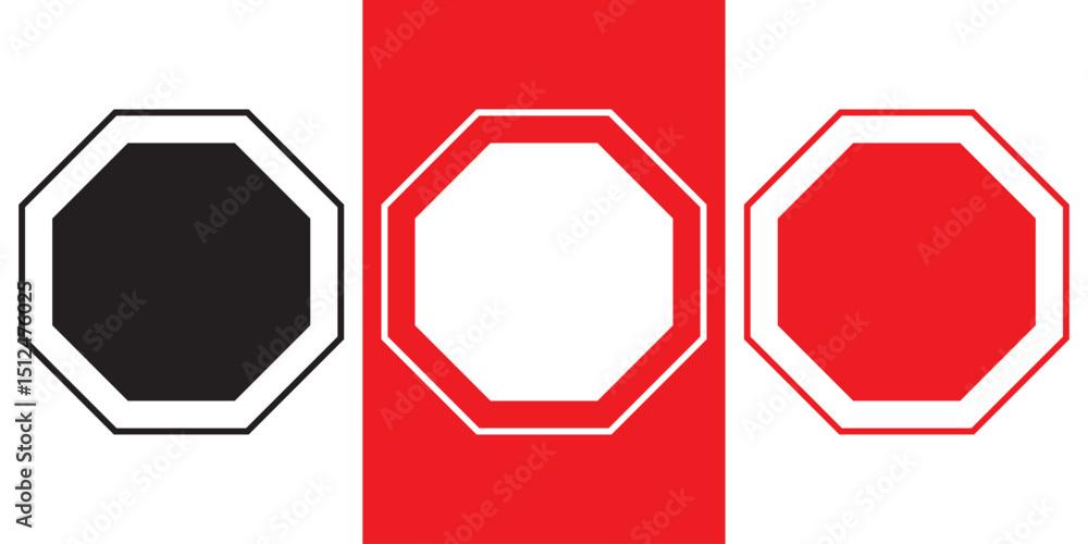 Aufkleber geometric shapes set. octagon shape set collection. octagon shapes with outlines. hexagons set. edge