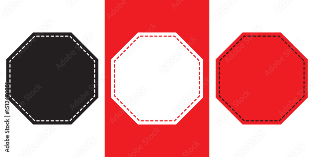 Poster geometric shapes set. octagon shape set collection. octagon shapes with outlines. hexagons set. edge