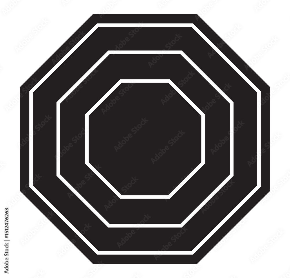 Poster geometric shapes set. octagon shape set collection. octagon shapes with outlines. 8 separated steps.