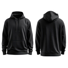Dark gray hoodie, front and back views