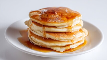 Stack of Fluffy Pancakes Drizzled with Maple Syrup, Close-up Photography, Food Photography, Breakfast Concept Pancakes, Breakfast