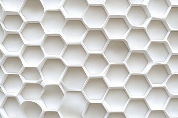 Fototapeta premium White hexagonal honeycomb pattern creates a seamless background ideal for modern design projects, White hexagonal honeycomb background Seamless 3D render