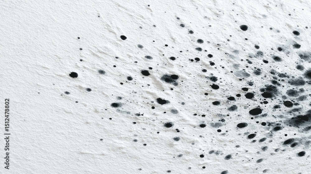 Fototapete A dynamic arrangement of black spots creates an abstract effect on a pure white background. The irregular patterns give a sense of movement and artistic expression, inviting interpretation