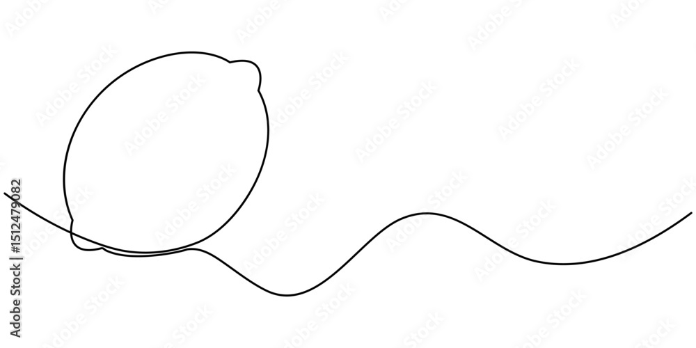 Poster lemon fruit continuous one line drawing minimalism design, lemon yellow continuous one line drawing 
