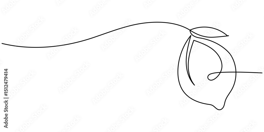 Aufkleber lemon fruit continuous one line drawing minimalism design, lemon yellow continuous one line drawing 