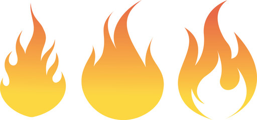 Gradient Fire Icon Set Yellow Orange Flame Vector Design