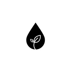 Fototapeta premium Water drop with leaf sprout icon symbol for nature environment and ecology concept eco friendly and sustainable growth