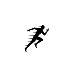 Silhouette of running man athlete sprinter runner speed marathon sport fitness exercise workout fast competition