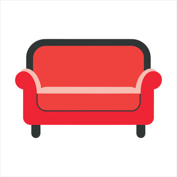 recommend clip art: Retro Orange and Teal Sofa Illustration on White Background