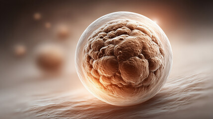 Fototapeta premium High-detail macro illustration of a single yeast cell in 3D 