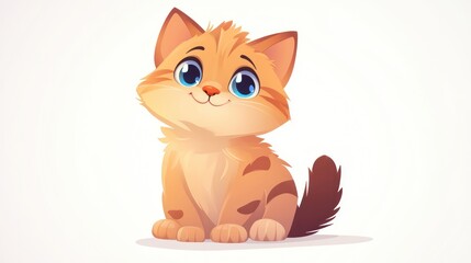 Fototapeta premium Cute cartoon kitten sitting